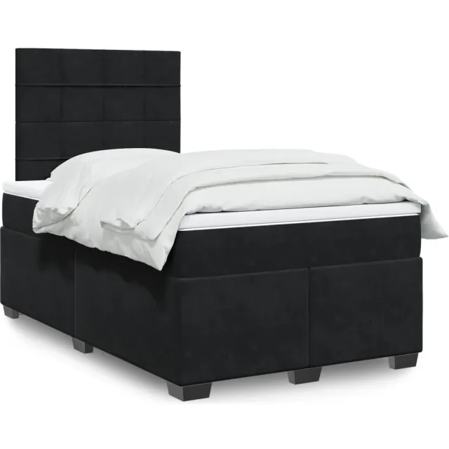 vidaXL Boxspring met matras fluweel zwart 120x190 cm