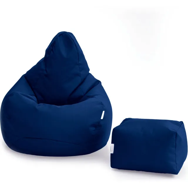 De Groen Home Gaming Zitzak Stoel Binnenshuis Buitenshuis Waterbestendig Zitzak met Ergonomisch Ontwerp Marineblauw, zitzak + met voetbankje