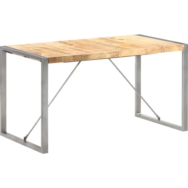 vidaXL Eettafel 140x70x75 cm massief ruw mangohout Bruin