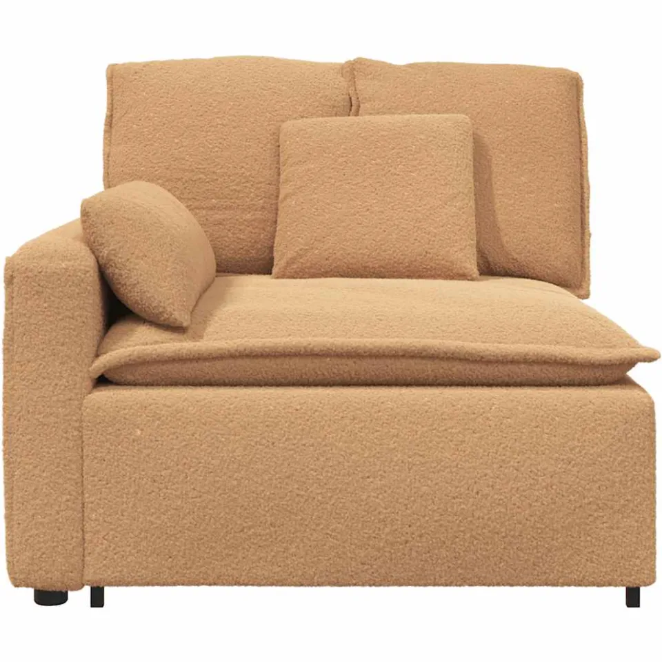 vidaXL Modulaire bank Armleuning eindmodule met kussens 100 cm beige