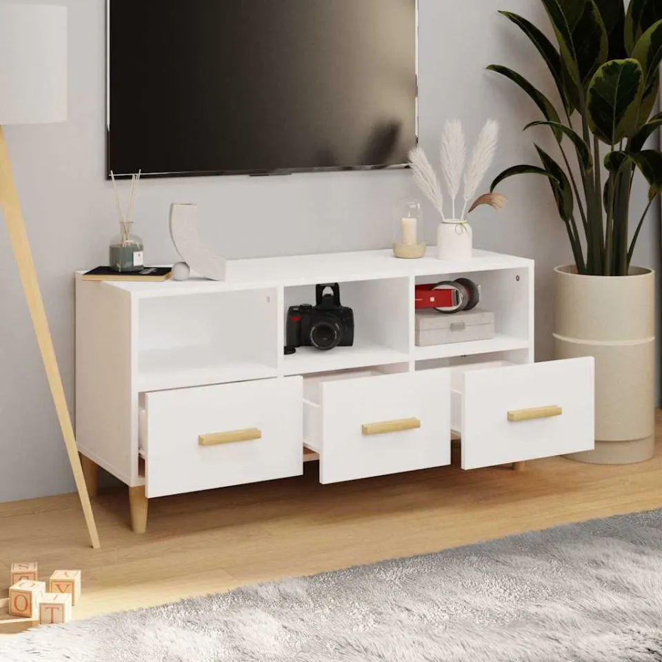 vidaXL Tv-meubel 102x36x50 cm bewerkt hout wit, foto 3
