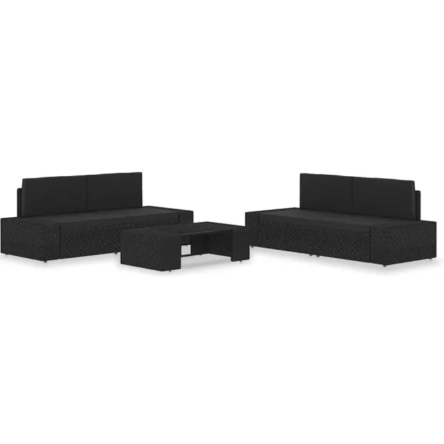 vidaXL 5-delige Loungeset poly rattan zwart, foto 2