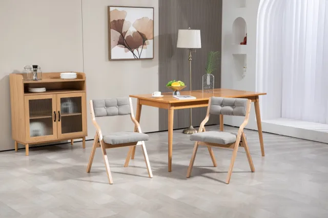 Wishdor Set Van 2 Klapstoelen - Ruime Gevoerde Zitting En Rugleuning - Comfortabel Gebogen Ontwerp - Opvouwbaar En Zonder Montage - Voor Eethoek Of Feest - Houten Frame Met Fluwelen Bekleding - Grijs