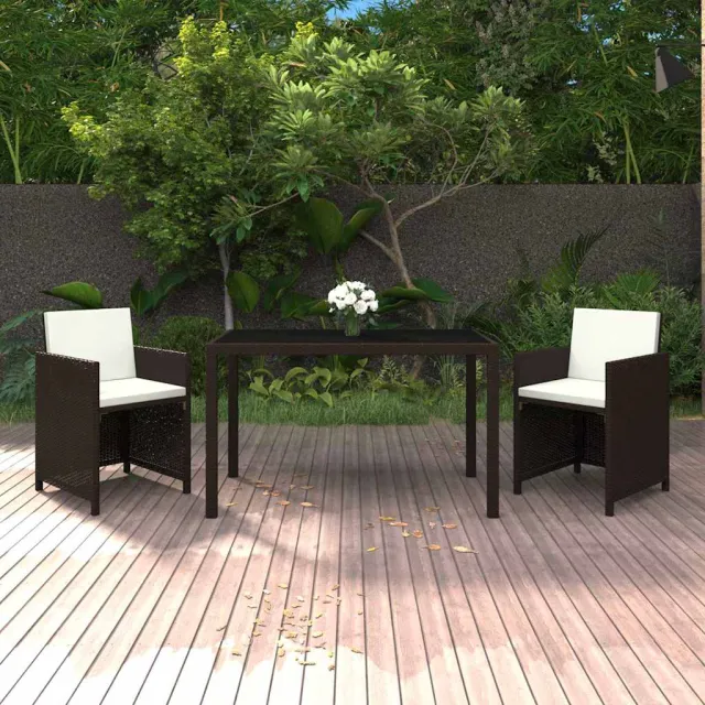 vidaXL 3-delige Tuinset met kussens poly rattan bruin, foto 2