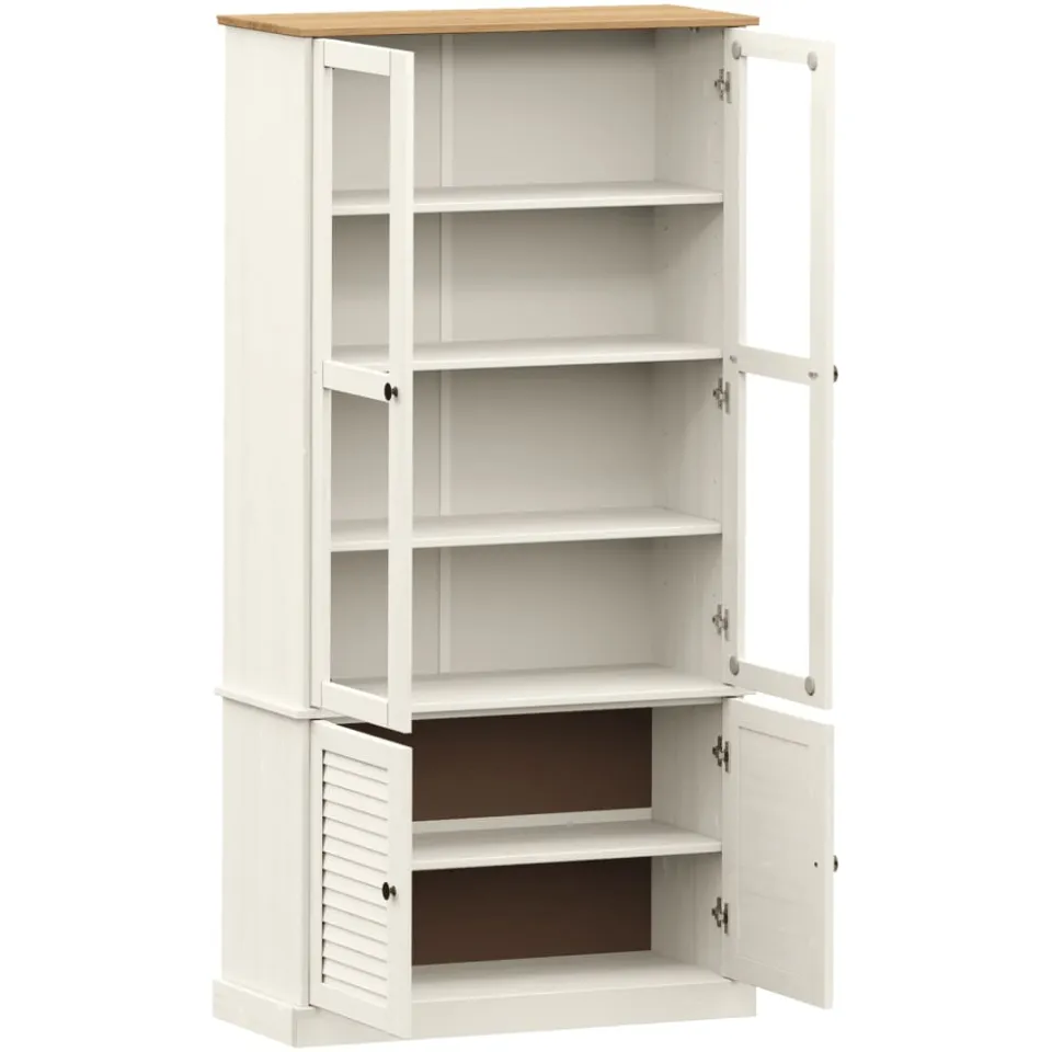 vidaXL Vitrinekast VIGO 85x35x170 cm massief grenenhout wit, foto 3