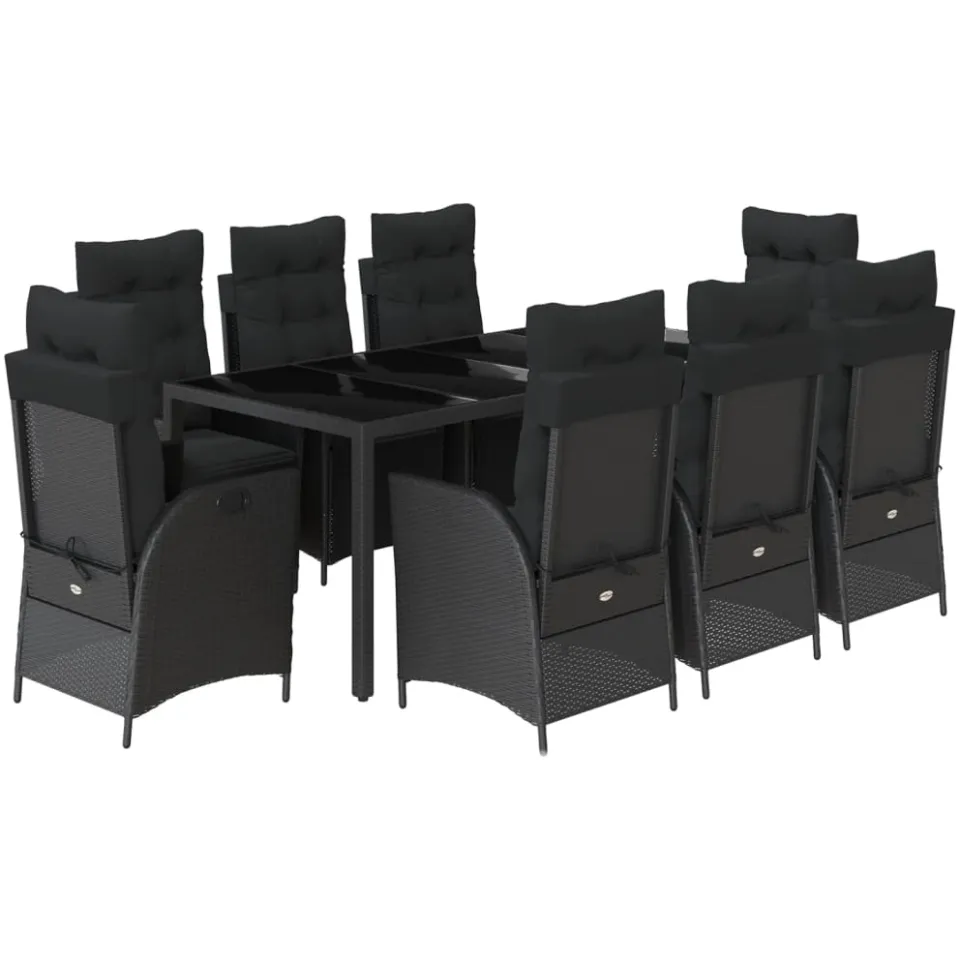 vidaXL 9-delige Tuinset poly rattan zwart, foto 3