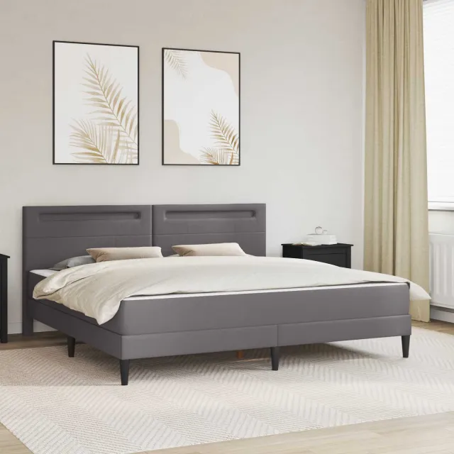 vidaXL Bedframe met matras Grijs 200 x 200 cm Kunstleer