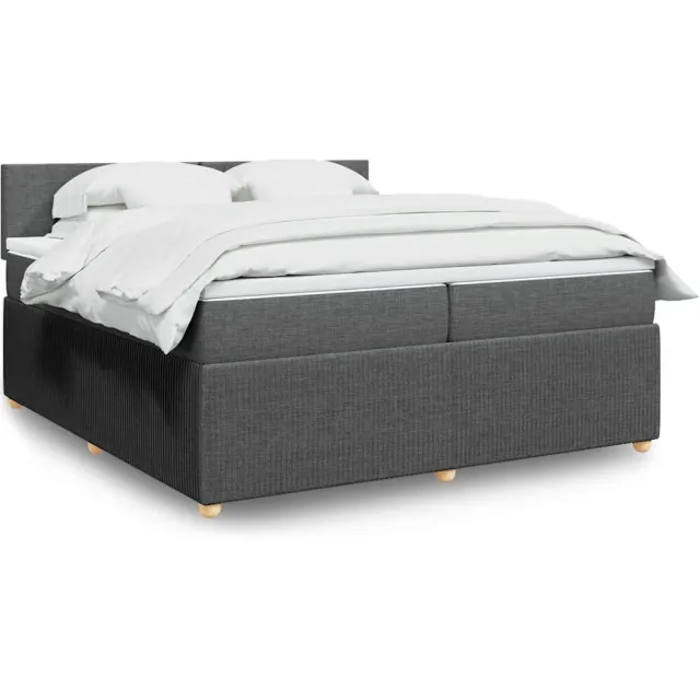 vidaXL Boxspring met matras stof donkergrijs 200x200 cm grijs