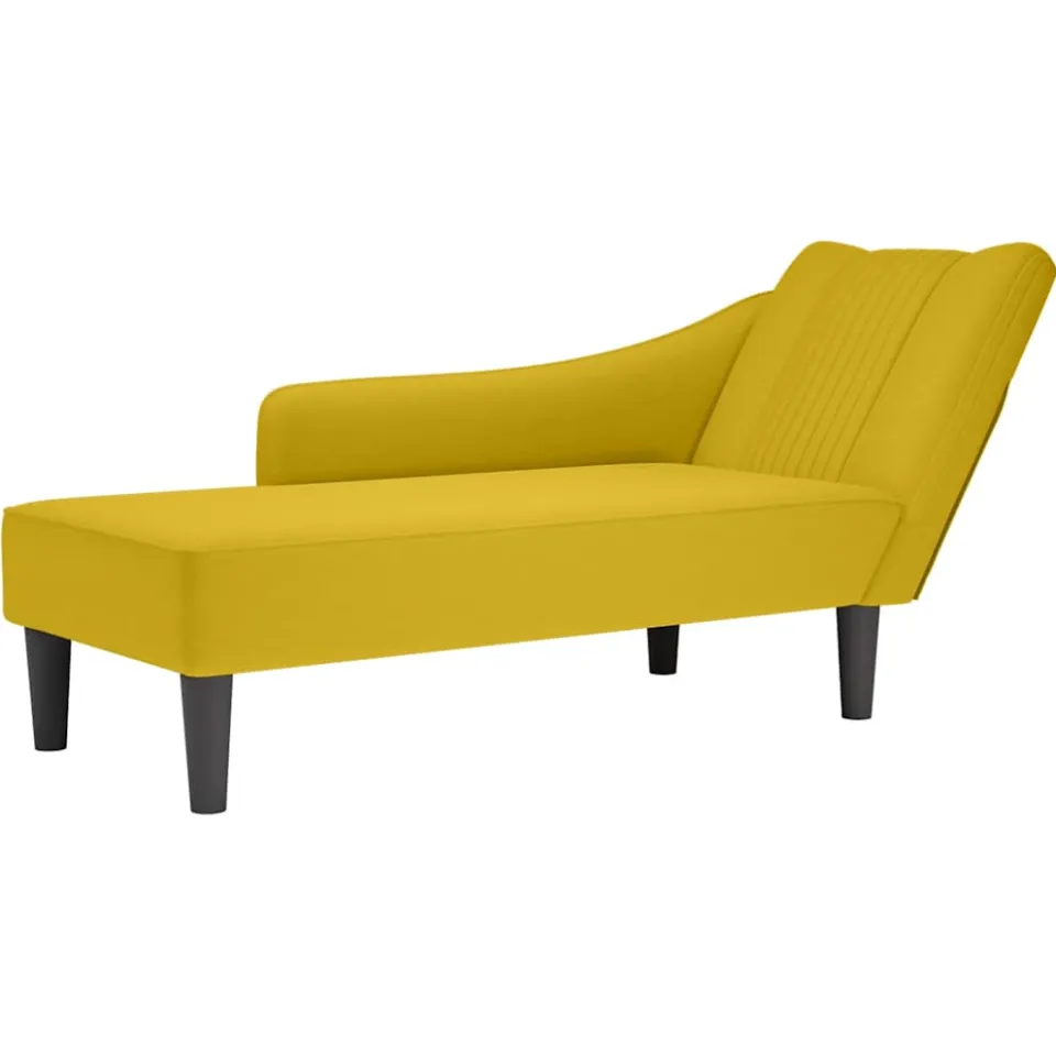 vidaXL Chaise longue met rechterarmleuning fluweel geel, foto 4