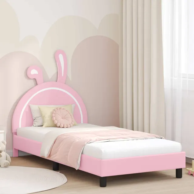 vidaXL Bedframe voor kinderen met hoofdbord Roze 90 x 200 cm PU