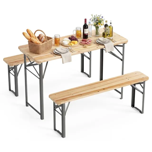 GranMaison Biertafel - OpklapbareTafel Biertafel -Campingtafel -Koffertafel - Tuintafel - Balkontafel - Naturel