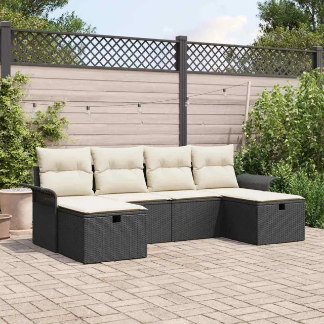 vidaXL Tuin Sofa Set 6 st Poly riet Zwart
