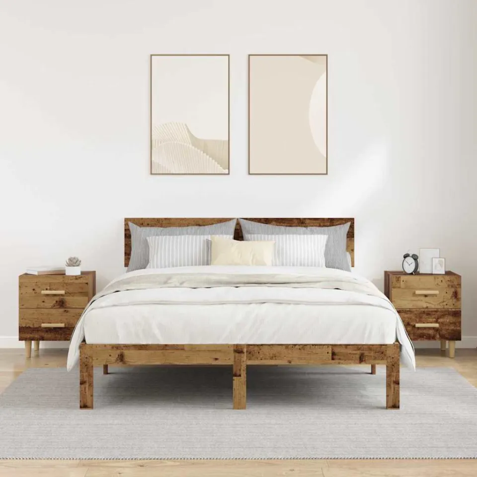 vidaXL Bed kast 2 st Oudhout 40 x 35 x 47.5cm Bewerkt hout bruin, foto 4