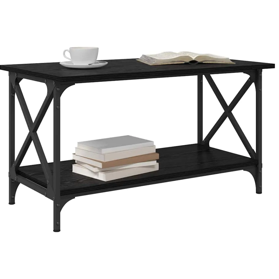 vidaXL Salontafel Zwart eiken 80 x 45 x 45.5 cm Bewerkt hout