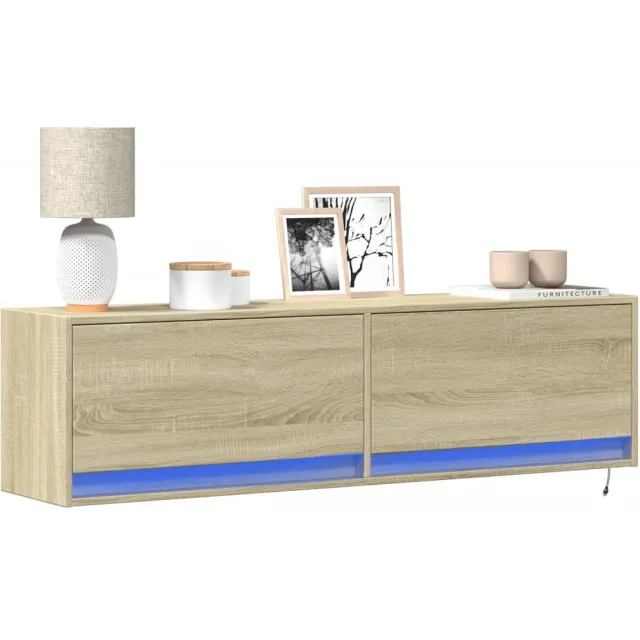 vidaXL Tv-wandmeubel met LED-verlichting 140x31x38 cm sonoma eiken Bruin