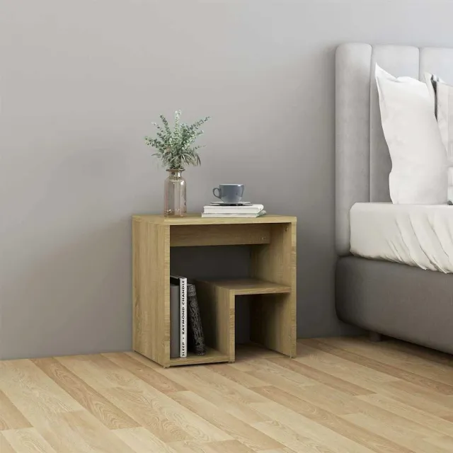 vidaXL Nachtkastje 40x30x40 cm bewerkt hout sonoma eikenkleurig, foto 2
