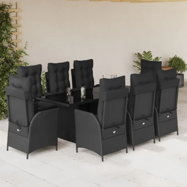 vidaXL 9-delige Tuinset poly rattan zwart, foto 2