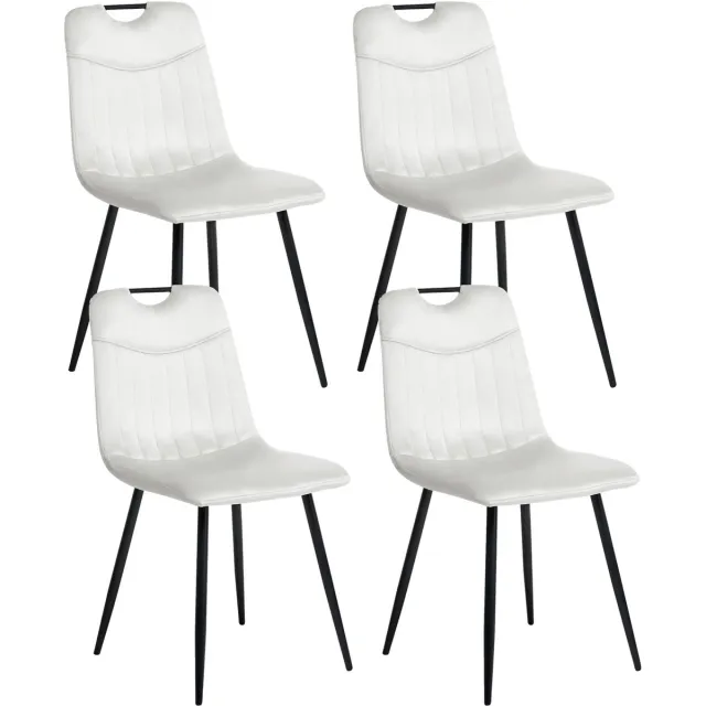 Beliani ARGYLE - Eetkamerstoel set van 2 - Off-white - Fluweel Wit