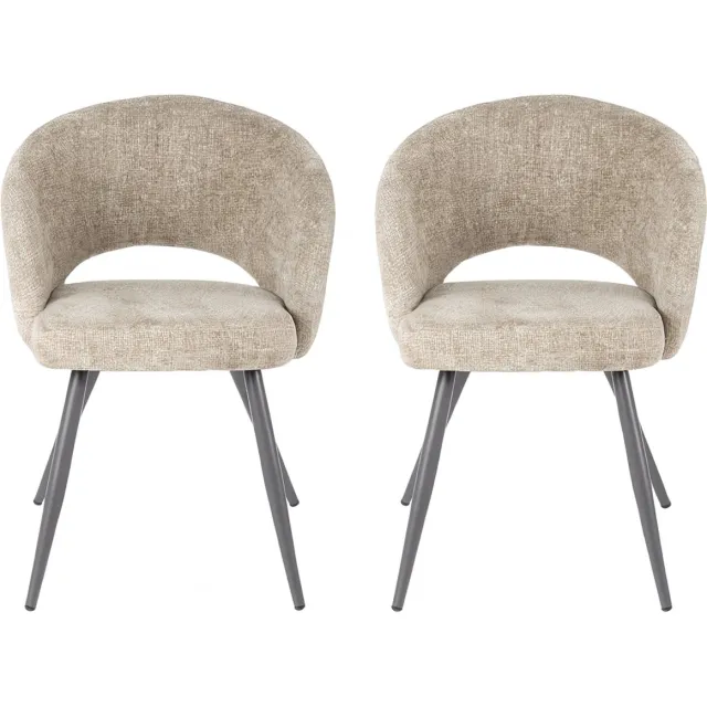 Industrieel In Huis Luxe Eetkamerstoel met Armleuning Set van 2 - Eetkamer Stoelen - Industriële Stoel - Eetafelstoel / Keukenstoel - Eetgroep voor 2 personen - Eetstoelen 2 set - Eet Stoelen Beige