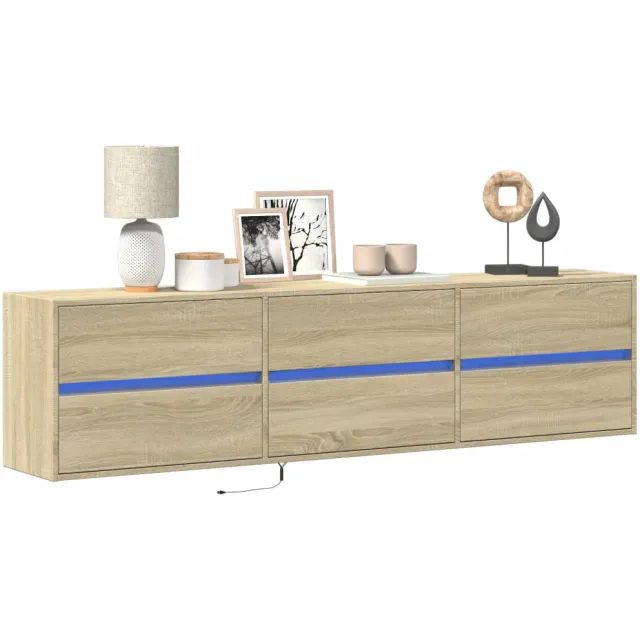 vidaXL Tv-wandmeubel met LED-verlichting 180x31x45 cm sonoma eiken Bruin