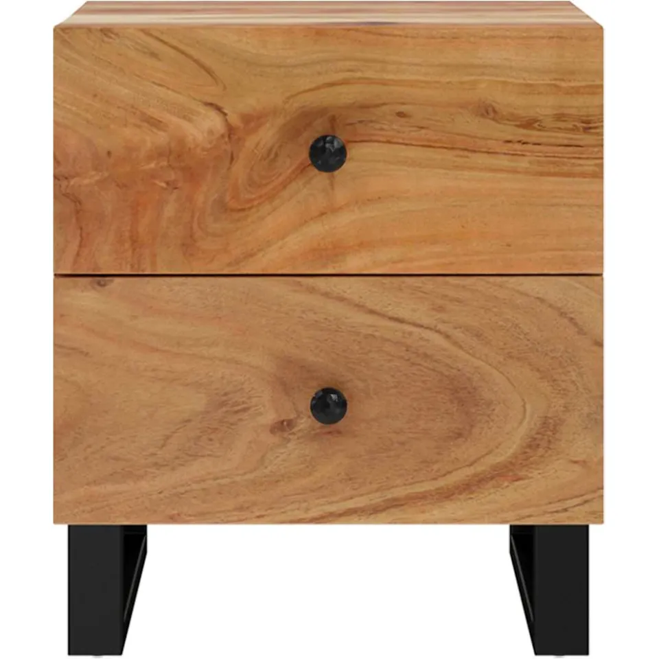 vidaXL Nachtkastjes 2 st 40x33x46 cm massief acaciahout zwart, foto 4