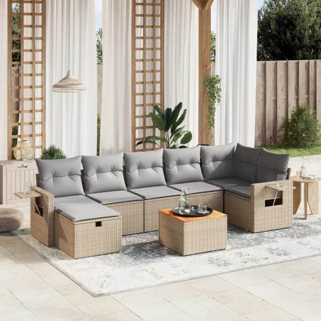vidaXL Patio Sofa Set 7-zits Mix Beige en Lichtgrijs, foto 2