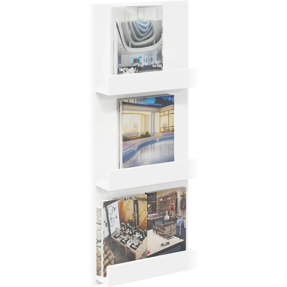 vidaXL Tijdschrift Rek met plank Wit 43 x 11 x 102 cm Bewerkt hout