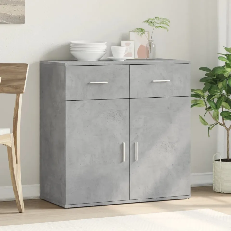 vidaXL Dressoir 79x38x80 cm bewerkt hout betongrijs grijs, foto 3
