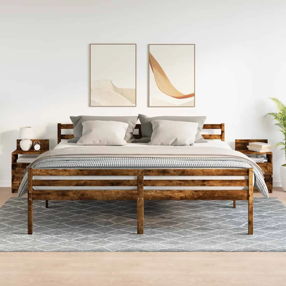 vidaXL Nachtkastjes 2 st met 2 lades 40x33x60 cm gerookt eikenkleurig, foto 2