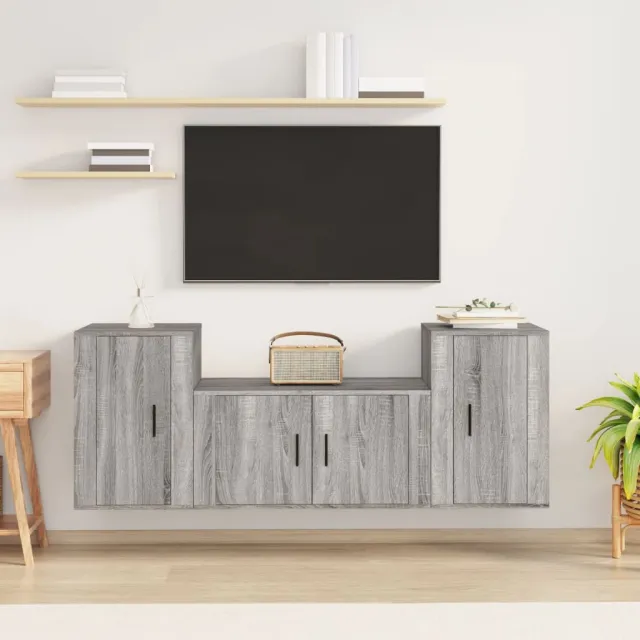 vidaXL 3-delige Tv-meubelset bewerkt hout grijs sonoma eikenkleurig, foto 2