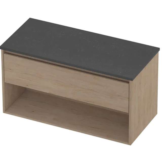 Proline Deck Badmeubelset Hardsteen Met Schap 100x46x55 cm Blue Stone Ideal Oak Eiken