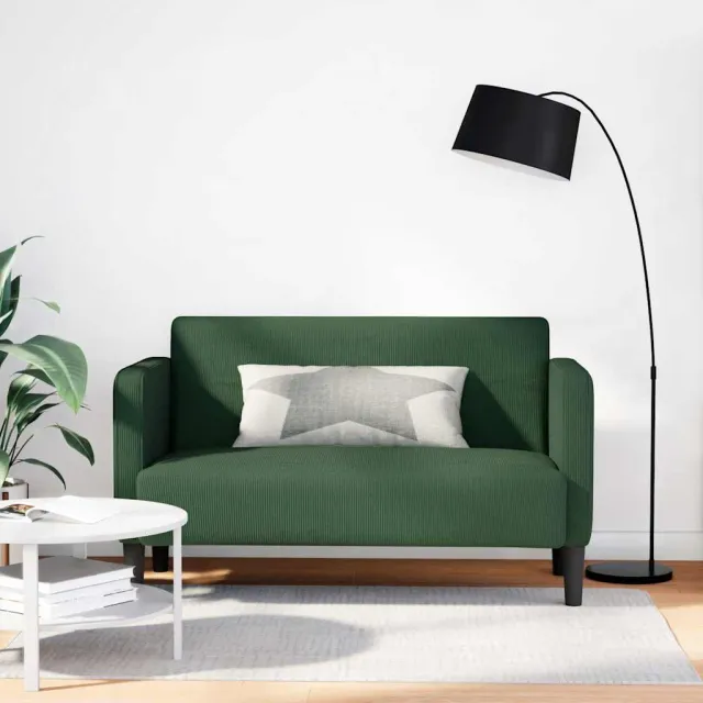 vidaXL Loveseat bank 109 cm corduroy stof donkergroen