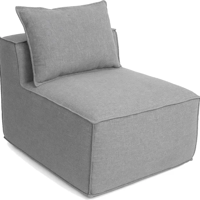 MCW Fauteuil/accessoires voor bank MCW-O54, loungefuteuil gestoffeerd middenstuk, stof/textiel (300 g/m²) 63x75x97 cm ~ lichtgrijs