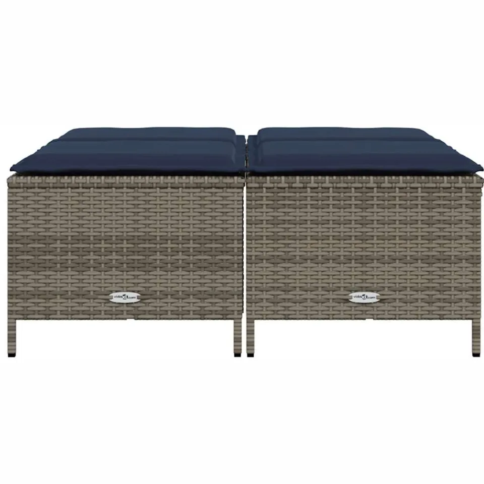 vidaXL Tuinstoelen met kussens 4 stuks grijs polyrotan