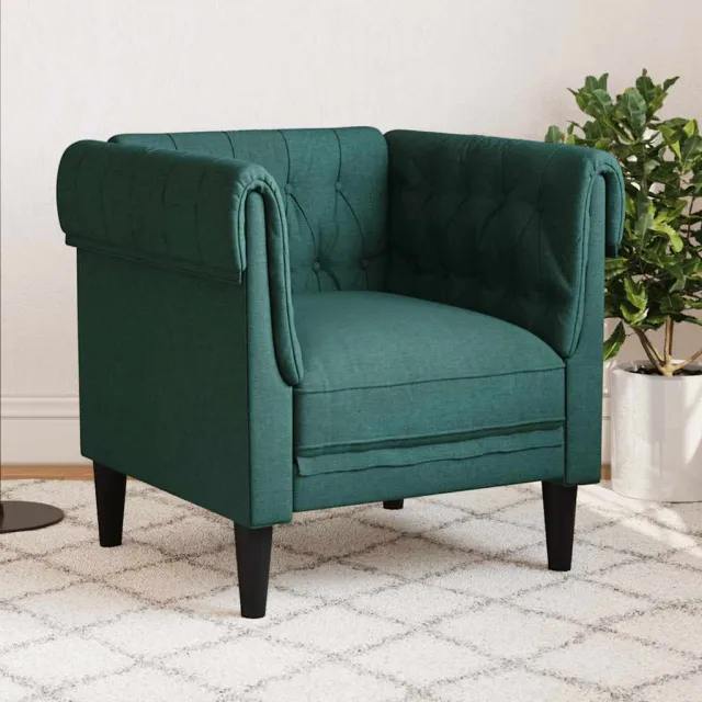 vidaXL Fauteuil Chesterfield-stijl stof donkergroen