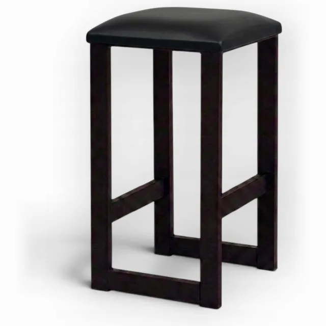 Taborecik Moderne Zwarte Metalen Hocker met Kunstlederen Zitting - 64cm Hoog