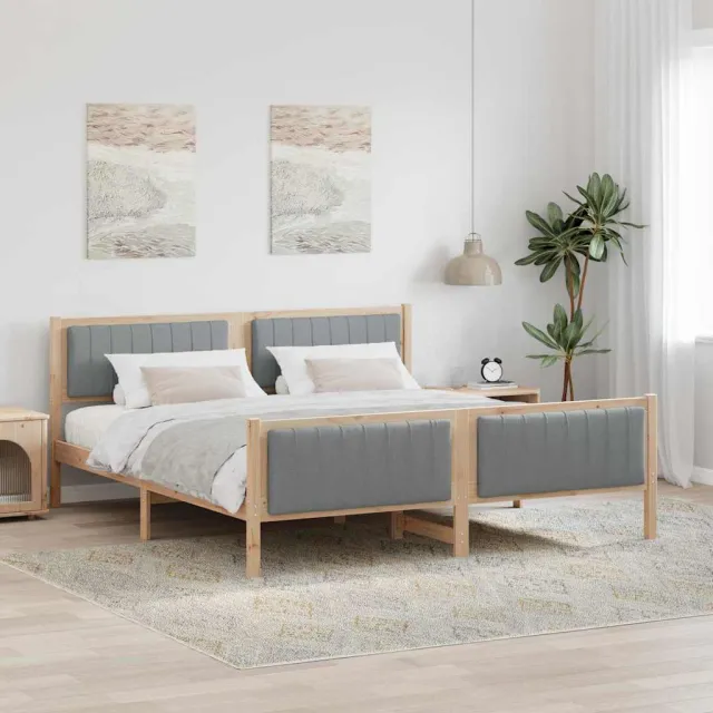 vidaXL Bedframe Bruin en lichtgrijs 180 x 200 cm Massief grenenhout