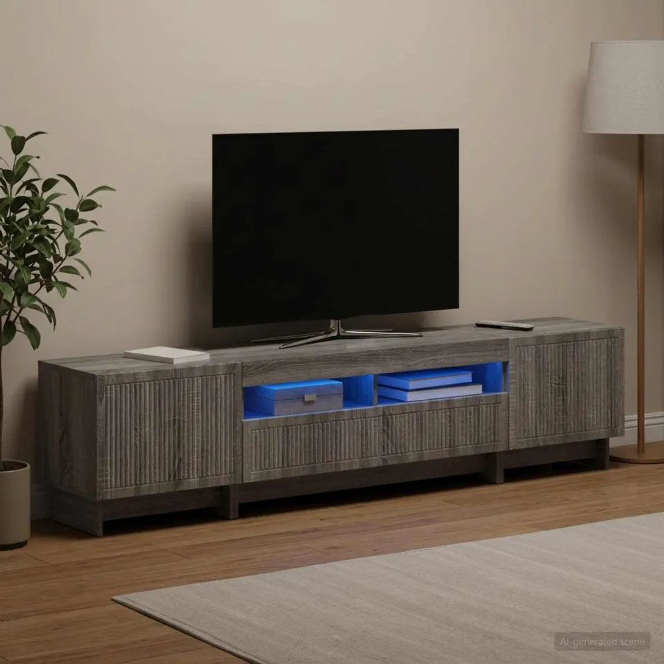 vidaXL 5-delige LED TV-kast Grijs Sonoma Bewerkt hout, foto 3