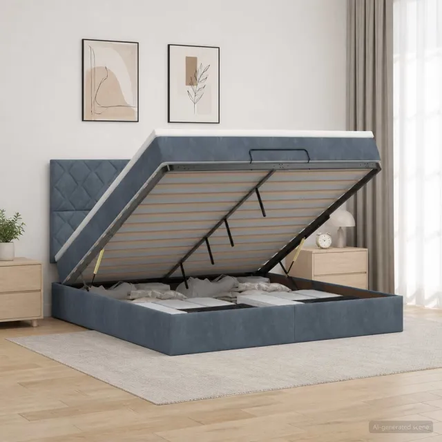 vidaXL Ottoman bed met matras Donkergrijs 140 x 200 cm Fluweel
