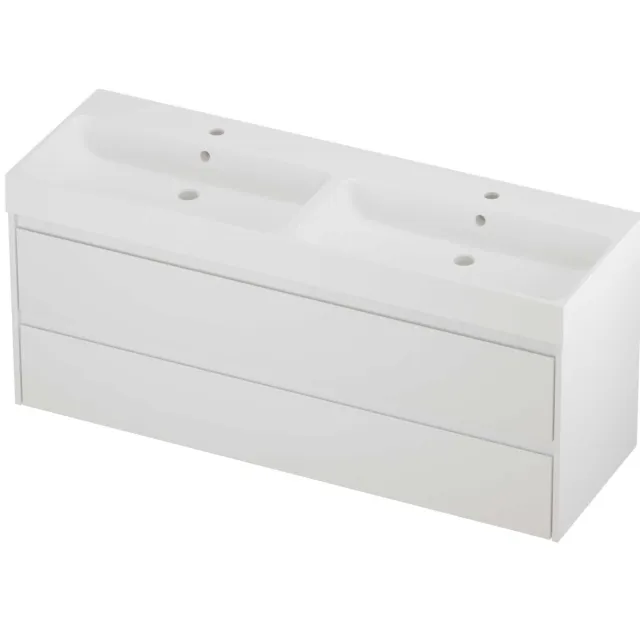 Proline Podium Badmeubelset Polystone Loft Dubbel 140x46x62 cm Mat White Mat Wit