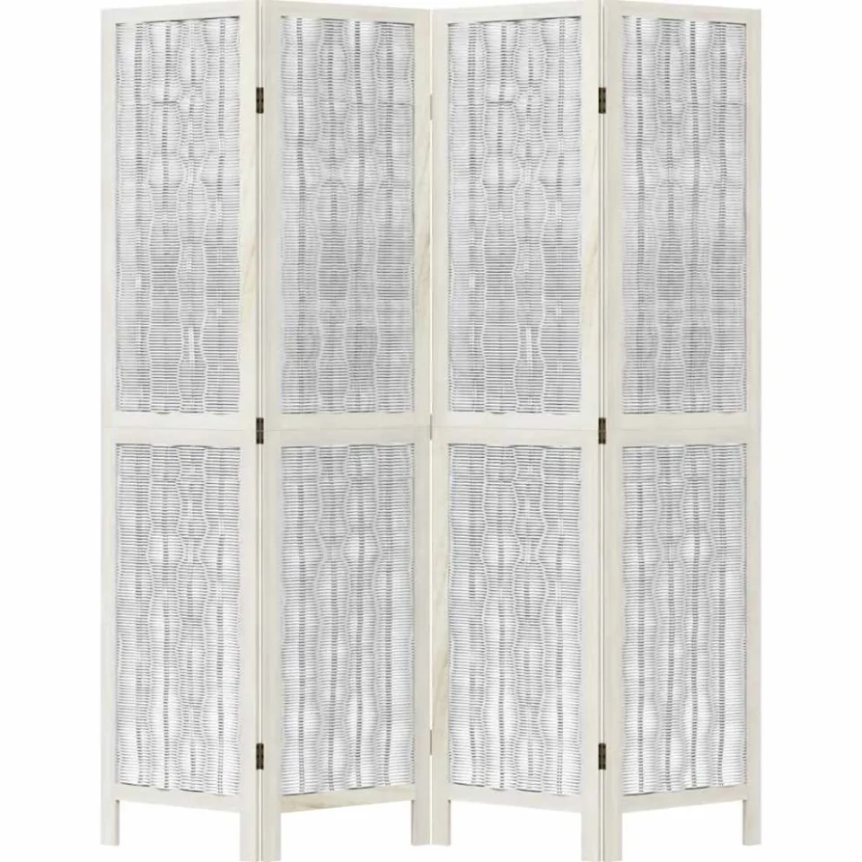 vidaXL Kamerscherm met 4 panelen massief paulowniahout wit, foto 5