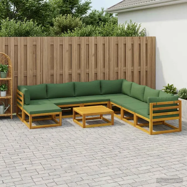 vidaXL Bankstel 9 st Naturel Massief Acaciahout Groen