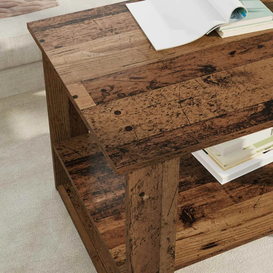 vidaXL Salontafel Oudhout 72 x 50 x 50 cm Bewerkt hout bruin, foto 4