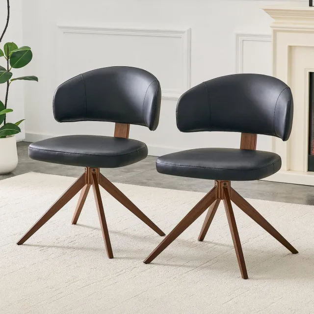 COVREO Bureaustoel 54,5x50,5x77 cm - Zwart PU - Metalen Frame - 360° Draaifunctie - Zonder Armleuningen - Comfortabele Polsterung - Eenvoudig te Reinigen - 1 stoel
