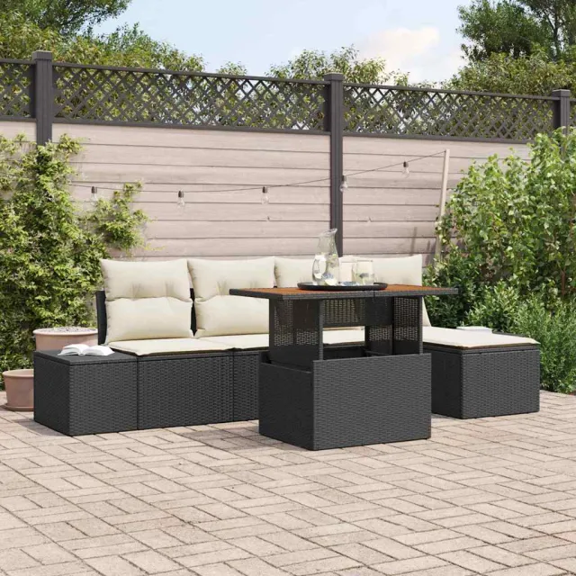 vidaXL Tuinbankenset 6 st Zwart poly rattan, foto 2