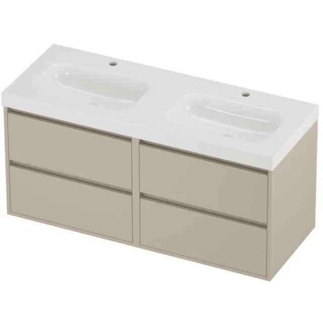 Proline Haga Badmeubelset Polystone Mezza 4 Laden 120x46x58 cm Glans Wit Soft Linen Beige