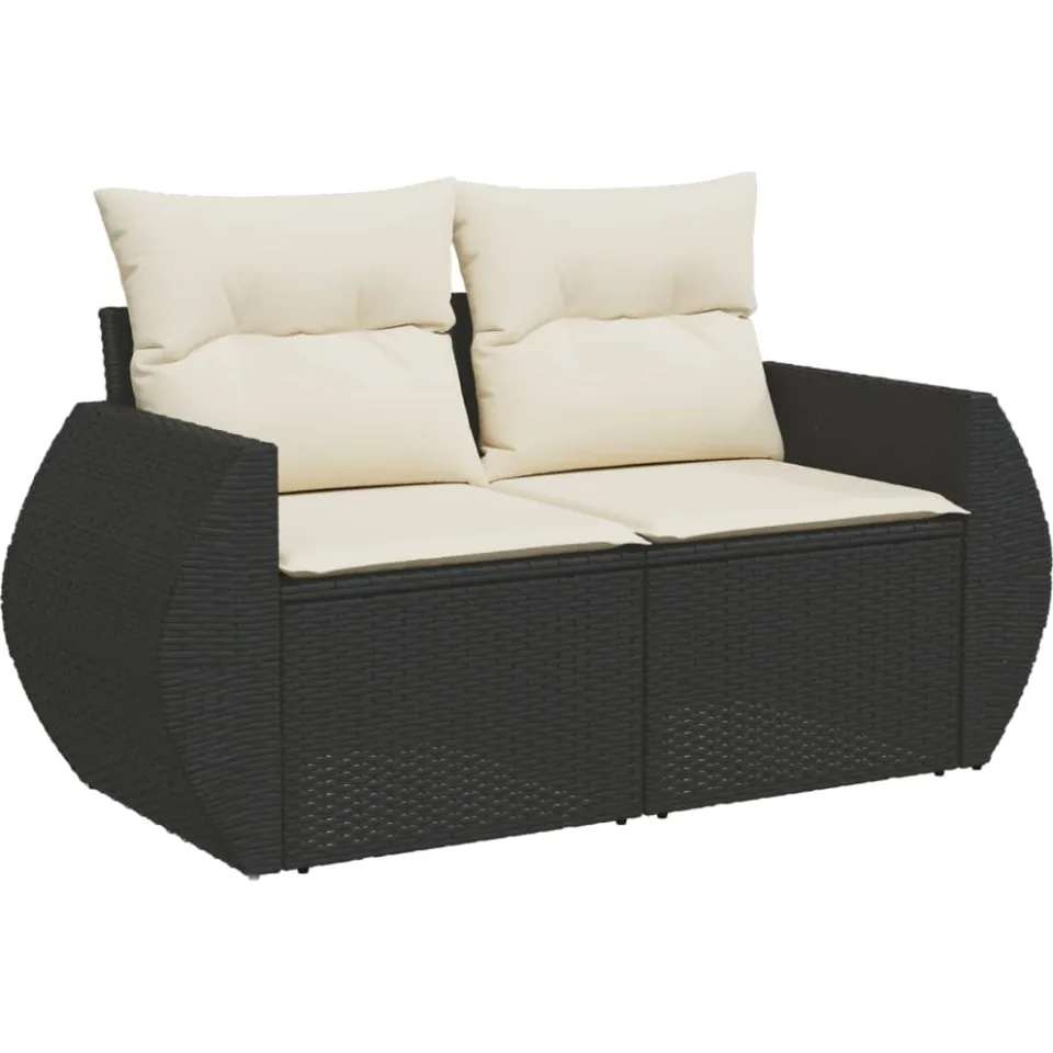 vidaXL 6-delige Loungeset met kussens poly rattan zwart