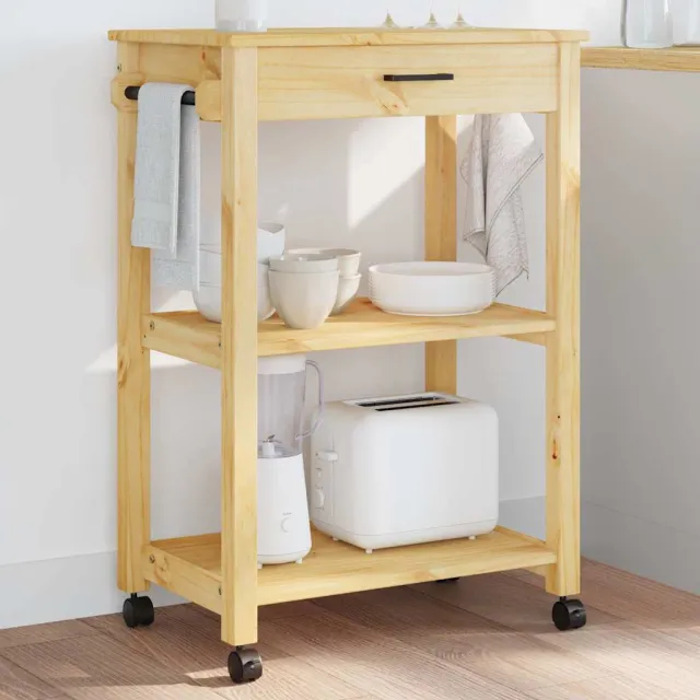 vidaXL Keukentrolley MONZA 60x40x88,5 cm massief grenenhout honingwas Bruin