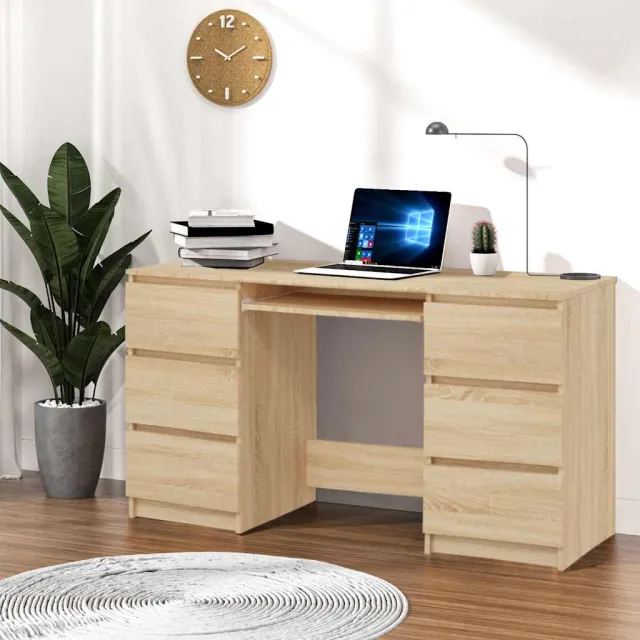 vidaXL Schrijftafel 140x50x77 cm bewerkt hout sonoma eikenkleurig Bruin