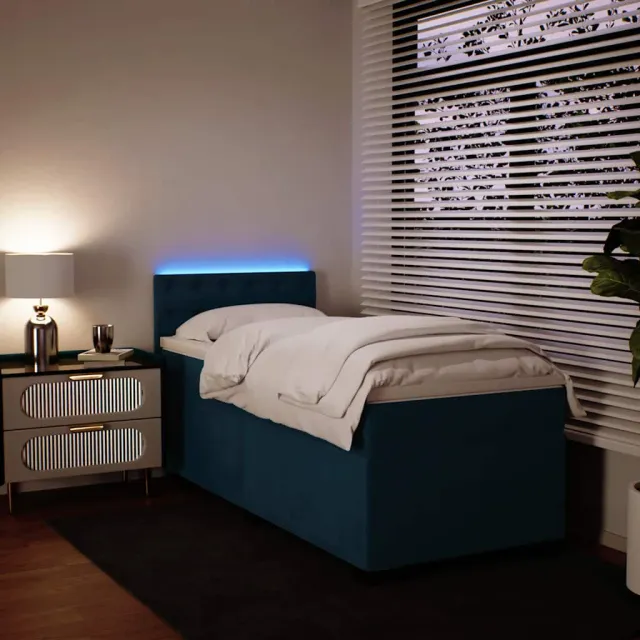 vidaXL Boxspring met matras fluweel blauw 100x200 cm